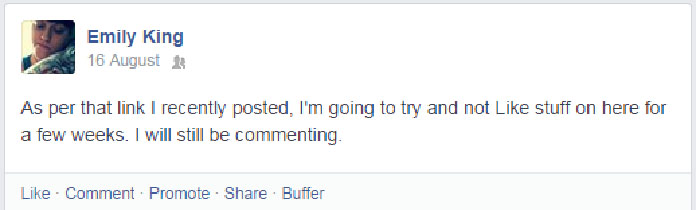 Not liking things on Facebook